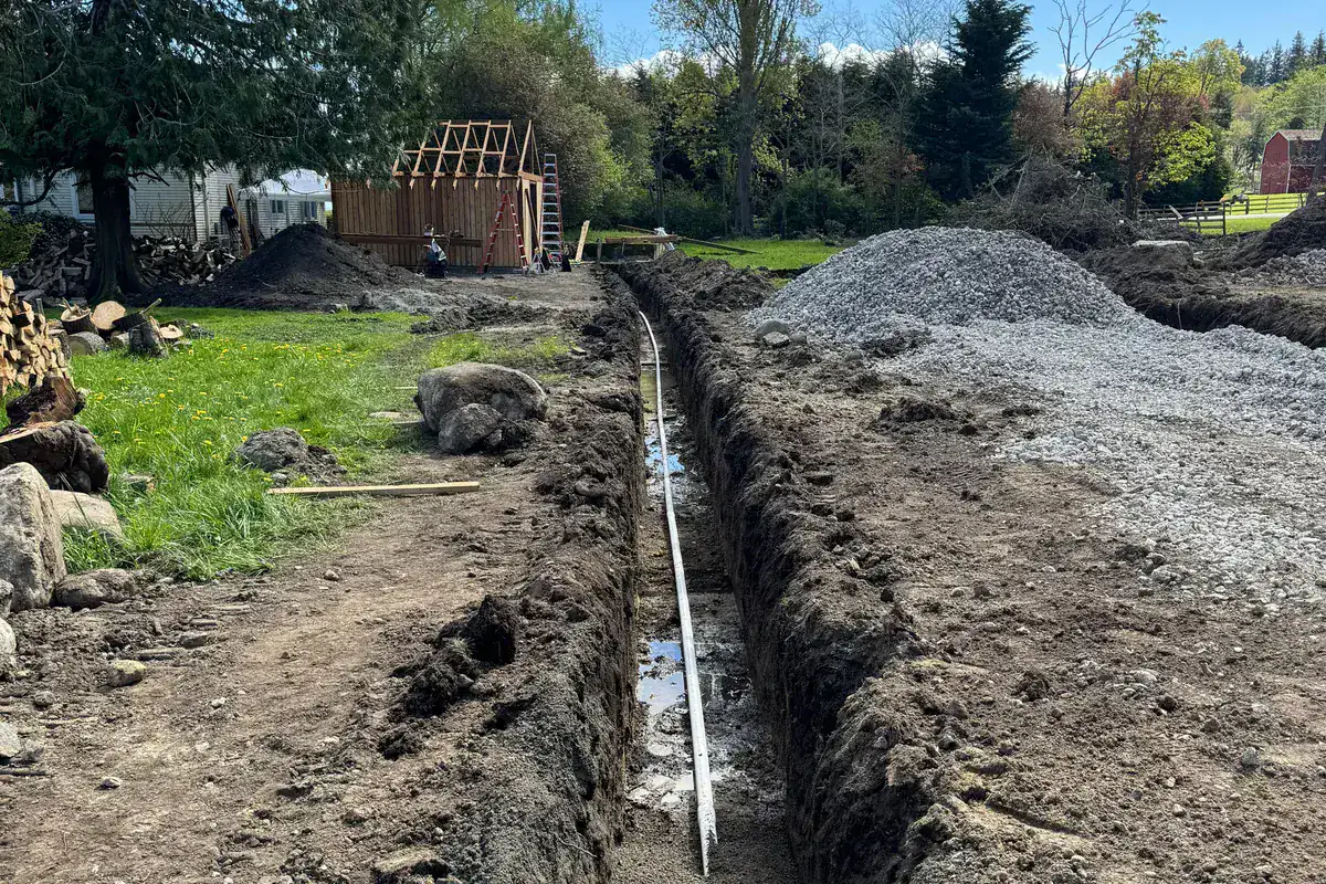 Utility trenching across a property